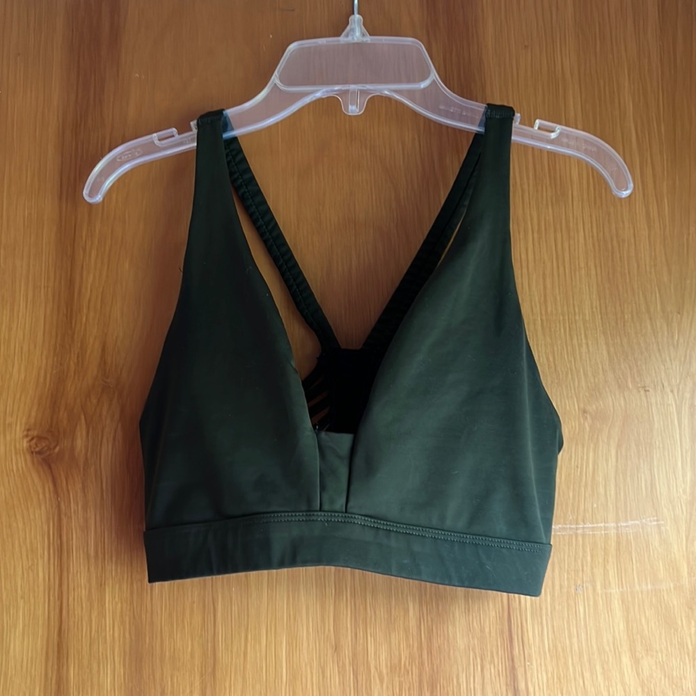Green Strappy V-Neck Spots Bra - Size S